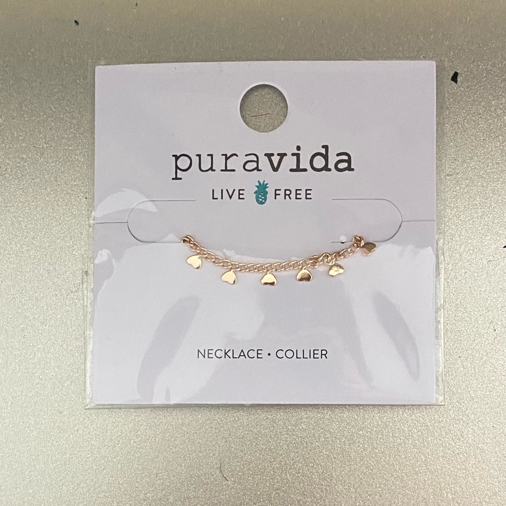 Pura vida, one size, rose gold heart necklace